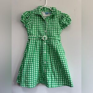Draper James Green and White Gingham Kids Dress